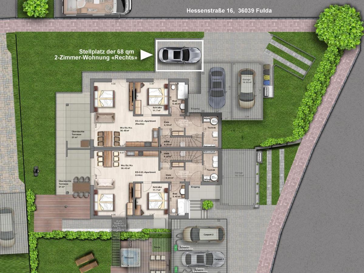 -Neubau- 68 Qm 2-Zimmer-Wohnung Фульда Экстерьер фото
